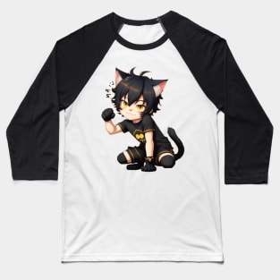 Cute Cat Boy Baseball T-Shirt